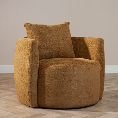 Bronx71® Fauteuil Ruby chenille stof okergeel