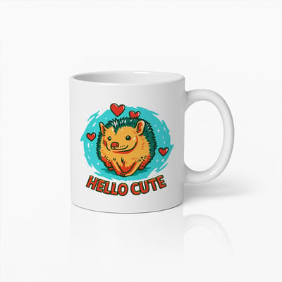 Hello Cute Mok 330ml – Schattige Egel Koffiebeker, Lief Cadeau voor Dierenliefhebbers, Vrienden en Kinderen