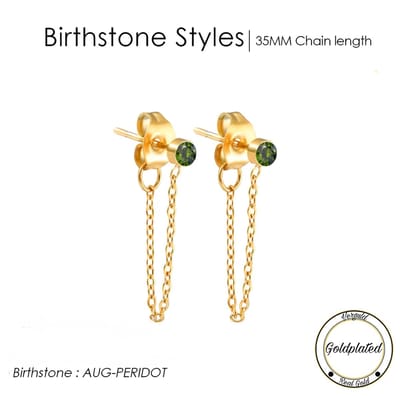 Borasi Birthstone Oorbellen Met Hanger Augustus | Goldplated | Lichtgroen | Dames Sieraden |