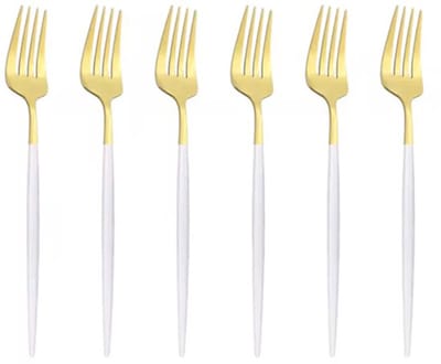 Kadirelli Tafelvork - Set van 12 - RVS Vorken - Vork - Goud/Wit