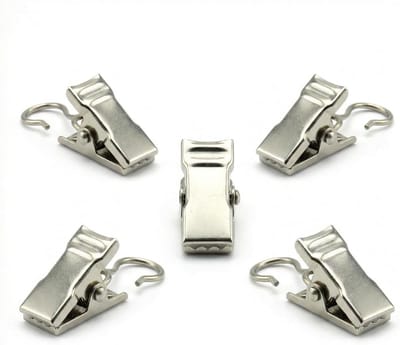 SnelShoppen - Set van 200 Gordijnhaken, Klemhaken, RVS Gordijnclips, Metalen Clips met Haken voor Gordijnroede, Gordijnen, Douchegordijn, Kerstverlich