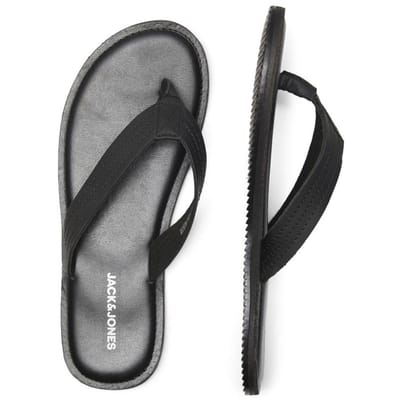 Jack & Jones Washton Leren Heren Teenslippers In Antraciet