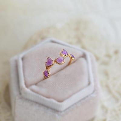 Originele Lila Romantisch Paarse Emaille Verse Bloemen Ringen voor Vrouwen Exquise en Licht luxe verlovingsfeest sieraden resizable gray