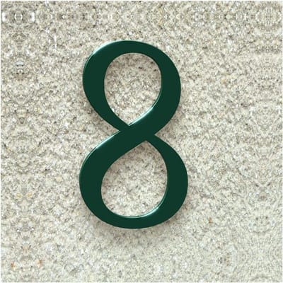 Huisnummer 8 - Cijferbord Naambord - Huis Herkenning - Klassiek Lettertype - 30 cm - Mosgroen Glanzend
