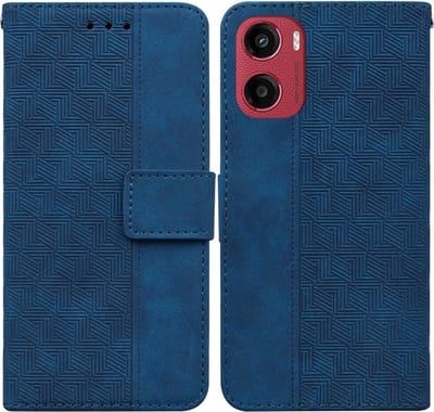 Coverup Hoesje - Geschikt voor Motorola Moto G05 / E15 Hoesje - Coverup Geometric Book Case - Blauw