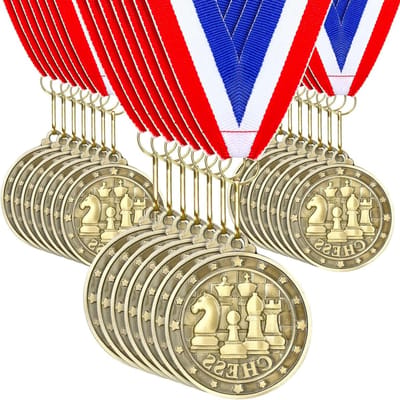 Remuuly 30/60/100 Stks Cross Country Award Medailles Bulk 2 ''Gold Trophy Award Metalen Eerste Plaats Met Nek Linten Prijs Gift voor Cross Country Toernooien Sport Competitie Team Volwassen