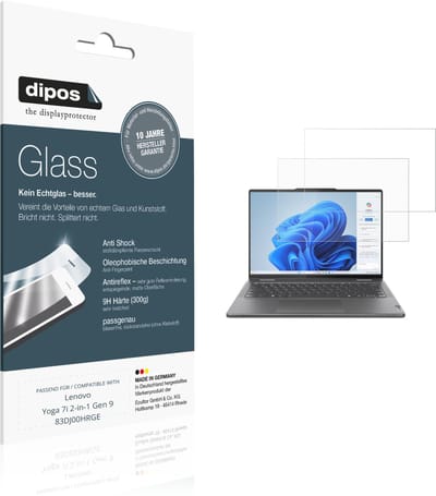 dipos – 2x Matte Pantserfolie geschikt voor Lenovo Yoga 7i 2-in-1 Gen 9 83DJ00HRGE | 9H Screenprotector
