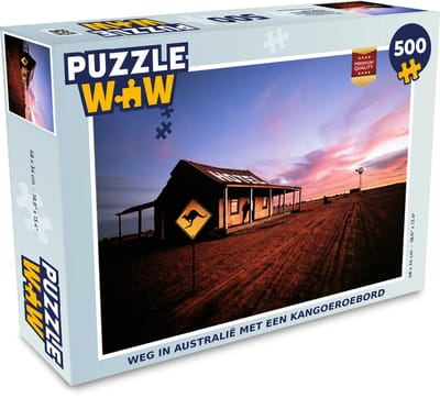 Puzzel Weg in Australië met een kangoeroebord - Legpuzzel - Puzzel 500 stukjes