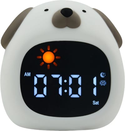 Youha Slaaptrainer en Wekker voor Kinderen - Draadloze Slaapwekker - 8 verschillende kleuren instelbaar - Inclusief Touchscreen en Nachtlamp functie - Hondenfiguur