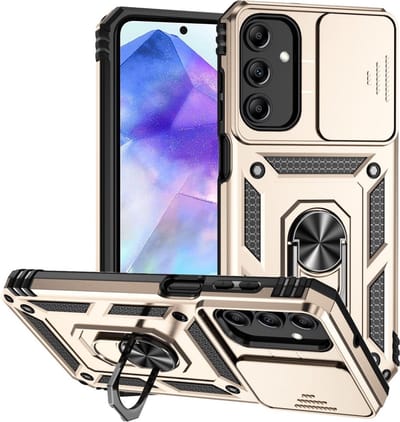 Coverup Hoesje - Geschikt voor Samsung Galaxy A55 Hoesje - Coverup Armor Ring Kickstand Back Cover met Camera Shield - Goud