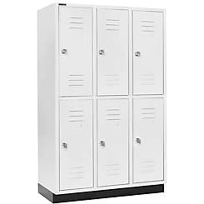 Schäfer Shop Select Kledinglocker, met 3 x 2 compartimenten, 400 mm, met fitting, cilinderslot, deur lichtgrijs