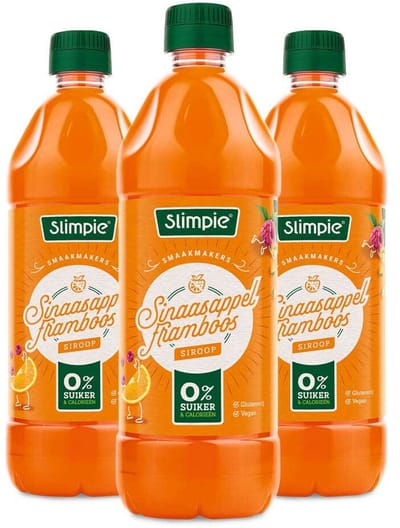 Slimpie Siroop Sinaasappel Framboos - 3 x 650 ml - Voordeelverpakking