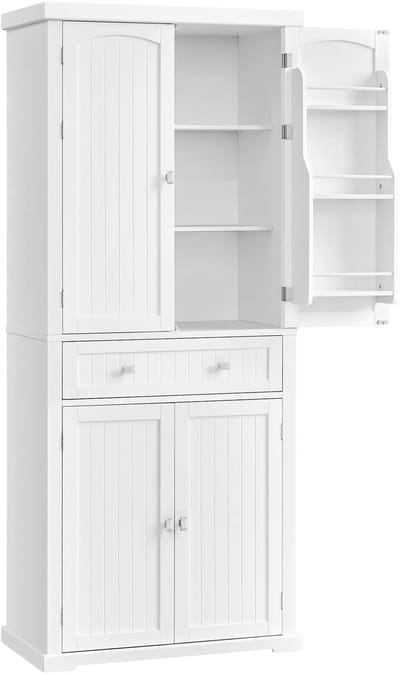 Keukenkast - Hoge Kast - Opbergkast - Kast - Hoge Keukenkast - 1 Lade - 40 × 76 × 182,1 cm (D × B × H) - Wit