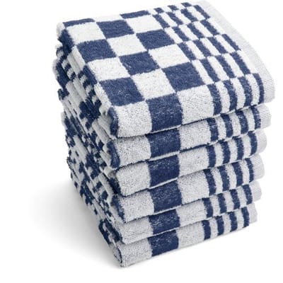 Byrklund Keukenhanddoeken set Clean & Fresh – 6 stuks – Keukendoeken 50x50 met lusje - 100% Katoen – Vintage look Ruit – Blauw