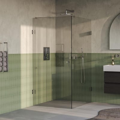Brauer Void - Carving Douchecabine met Draaideur - Helder Glas - 100x120x200 cm - incl. Glascoating - PVD RVS-Kleurig Geborsteld