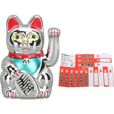 Chat Chinois Feng Shui Maneki Neko 5 Pouces Électrique Chat Porte-Bonheur Chanceux Décoration de Bureau à Domicile Meilleur gray