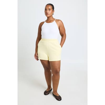 boohoo Dames Plus Shorts Met Brede Tailleband | Boter | Maat: 44