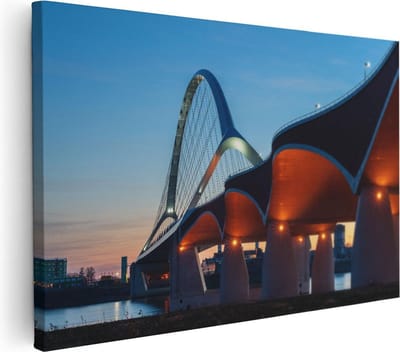 Artaza Canvas Schilderij Skyline - 30x20 cm - Klein - Wanddecoratie Zonsondergang - Muurdecoratie Architectuur - Kamer Accessoires Stad