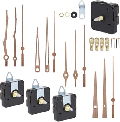 Omgoods - Stil Quartz Klokbeweging Set van 4 - Inclusief Houten Wijzers voor Klokken