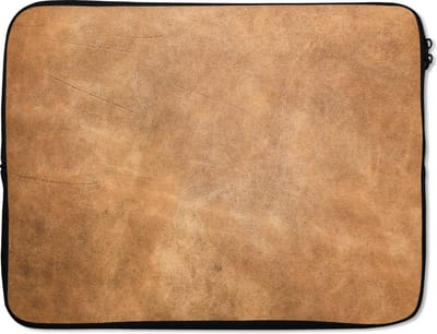 Laptophoes 17 inch - Leer - Structuur - Lederlook - Bruin - Laptop sleeve - Binnenmaat 41x28 cm - Zwarte achterkant - Back to school spullen - Schoolspullen jongens en meisjes middelbare school - Macbook air hoes - Chromebook sleeve