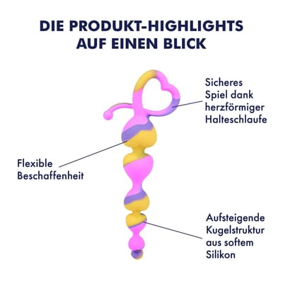 Hartvormige anaalketting van siliconen, 18 cm