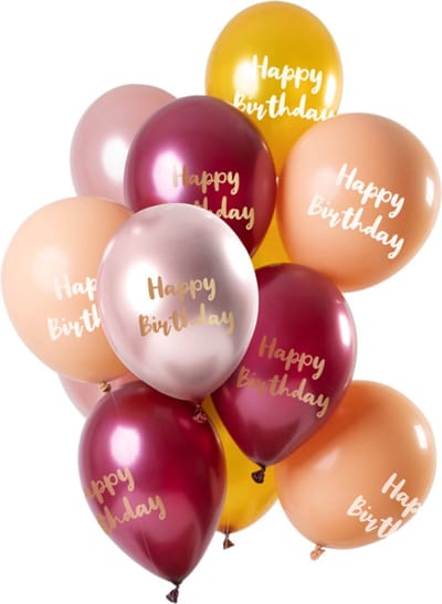 Folat - Ballonnen 'Happy Birthday' Roze-Goud 30cm - 12 stuks
