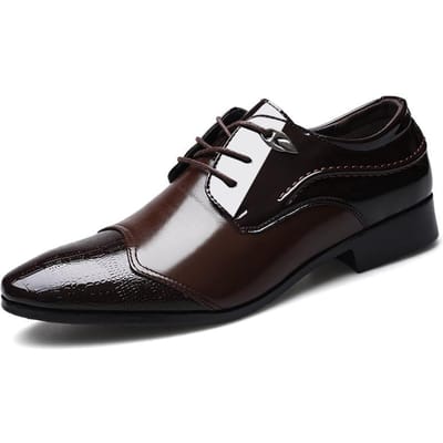 Lente Nieuwe Grote Maat Casual Leren Schoenen Heren Zakelijke Formele Schoenen met Veters Britse Bruiloftsschoenen 47 bruin