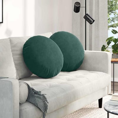 vidaXL - Zitkussens - 2 - st - Fluweel - Donkergroen - Ø50 - x - 19 - cm