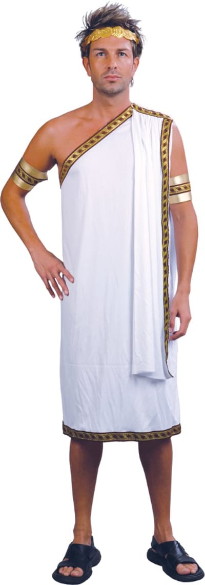 Joya Party® Julius Caesar Verkleedkostuum Heren | Romeinse Toga Mannen met Gouden Details, Lauwerkrans & Armbanden | Oud Rome Verkleed Kostuum | Carnaval & Themafeest Verkleedpak Man | Maat M/L