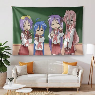 1 Stuk Gelukster Anime Decor Wandkleed Konata Izumi En Vrienden Thema Wandhanger Decoratief Wanddoek Kamer Decoratie 90cmX150cm