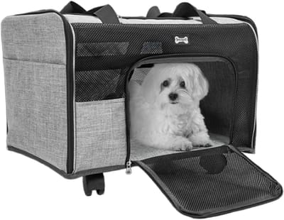 Huisdieren reistas - Draagtas met wielen - Comfortabel reizen - Ademend mesh ontwerp - 50 x 41 x 17 cm