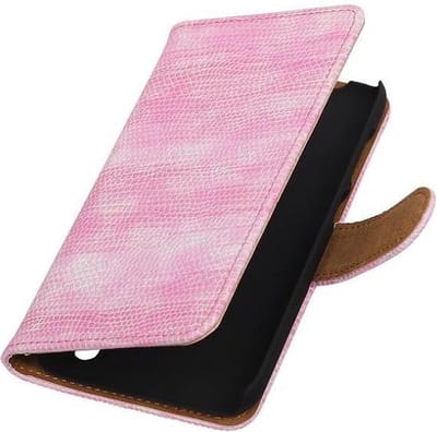 Hagedis Bookstyle Wallet Case Hoesje Geschikt voor Huawei Ascend Y625 Roze