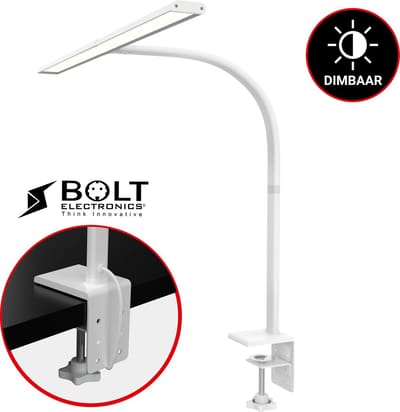 Bolt Electronics® BLIQ700B LED Bureaulamp met Klem – Monitor Lamp – Leeslamp met Dimfunctie – Draaibaar en Kantelbaar – 15 Watt – Zilver
