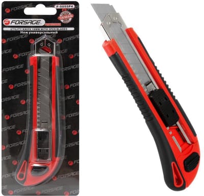 Forsage Professioneel Afbreekmes - 18 mm - Met Metalen Geleider - Ergonomisch Stanleymes - Voor Behang, Karton en Tapijt - F-5055P4