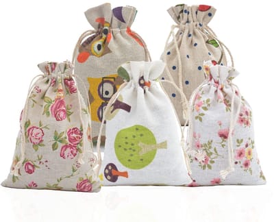Dailygoods- Jute Zakjes 20 Stuks - Cadeauzakjes - Kleine Zakjes met Trekkoord - Katoenen Zakjes - Opbergzakjes - 10 x 14 cm