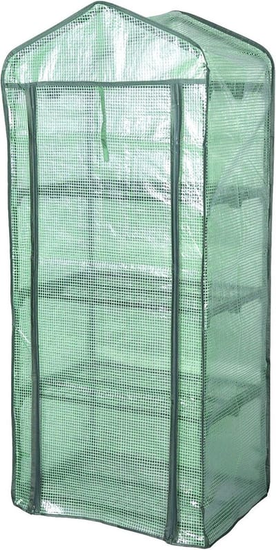 Folie Broeikas - Kweekkas Tuinhuis - Planten Beschermen - Stevig Stalen Frame - 69x49x158 cm - Groen