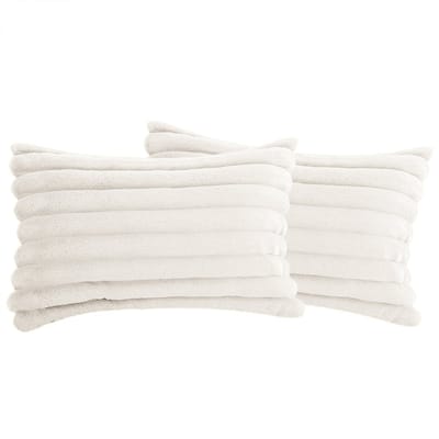 MODFU – Kussenslopen 2 stuks 30x50 cm – Zachte pluche & fluweel – Met verborgen ritssluiting – Stijlvol franjerand – Voor slaapkamer & woonkamer – Wit