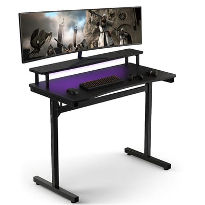 Bayt Game Bureau - Gaming Bureau - Gaming desk - Game Bureau met LED - Computertafel - Monitor Standaard - 105 x 55 x 75 cm - Zwart