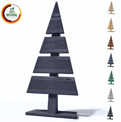 Floranica houten kerstboom natuurlijke hout den 60x27 cm kerstdecoratie houten boom van larikshout handgemaakt klein antraciet