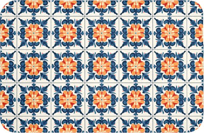 WC mat 60x40 cm - Antislip - Traditioneel - Tegel - Oranje - Toiletmat - Vloermat - Douchemat - Toilet tapijt - Toiletmatten