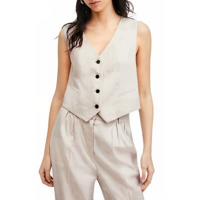 AllSaints Whitney Waistcoat Neutral Beige Taglia: 12 | Gilet Outlet | Donna | Marrone