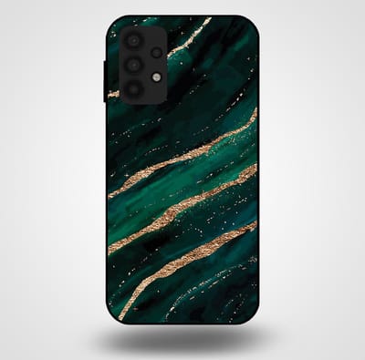 Smartphonica Telefoonhoesje voor Samsung Galaxy A32 5G met marmer opdruk - TPU backcover case marble design - Groen Goud geschikt voor Samsung Galaxy A32 5G