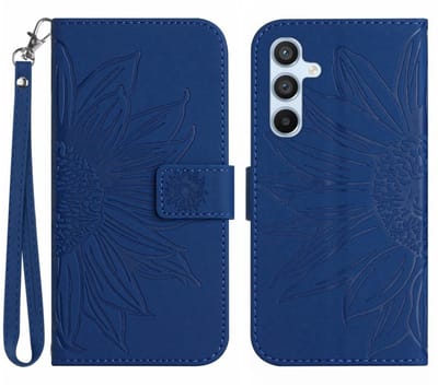 Coverup Hoesje - Geschikt voor Samsung Galaxy A37 / A36 Hoesje - Coverup Zonnebloem Book Case met Koord - Blauw