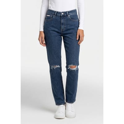 Calvin Klein Eu High Rise Straight Jeans Destroyed Sea Taglia: W28 | Pantaloni Outlet | Donna