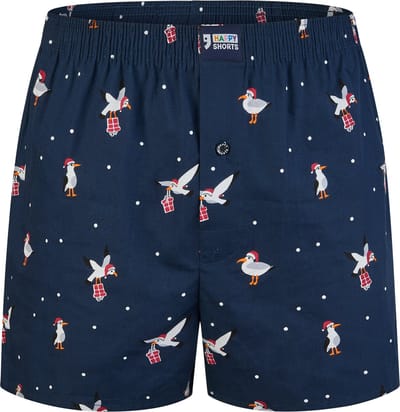Happy Shorts Heren Wijde Boxershorts Kerst Print Sea Gull - Maat S