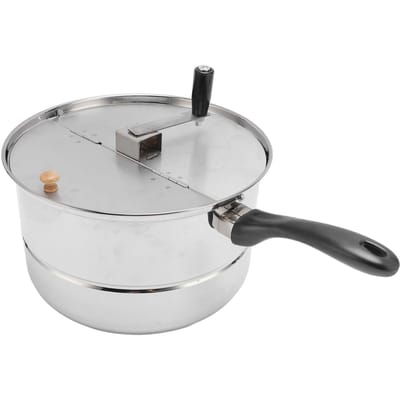 Machine à Popcorn de Comptoir Acier Inoxydable Machine à Popcorn avec Manivelle Casserole à Popcorn pour Chauffage au Gaz et Électrique L