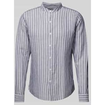 Slim fit linnen overhemd met opstaande kraag