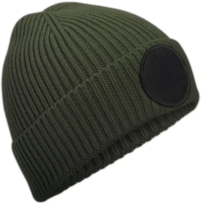 Circular Fashion Patch Beanie – Olive Green/Black One Size