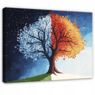 WALLARENA - Canvas schilderij - 100x70 cm - 3D levensboom met bladeren voor slaapkamer, woonkamer, keuken
