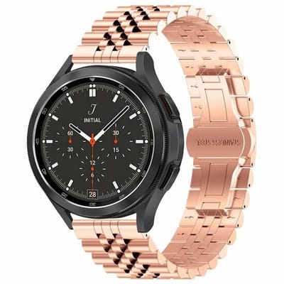 By Qubix - Geschikt voor Garmin bandje - Geschikt voor Garmin Venu 4 - 45mm - Stalen band - Rosé goud - Smartwatch bandje 22mm